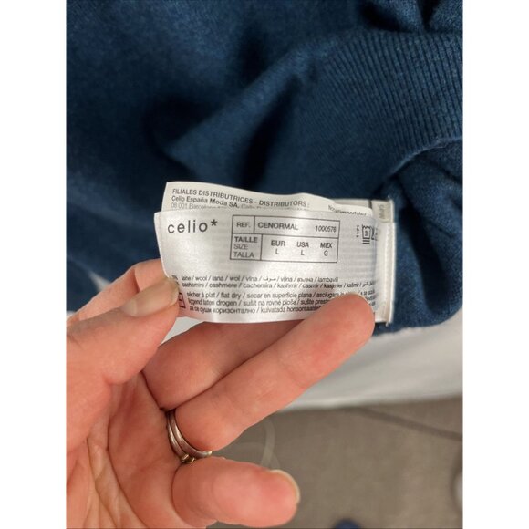 Celio Wool-Cashmere Blend "Chill" Soft Letter Sweater Mens Size L - Picture 4 of 7